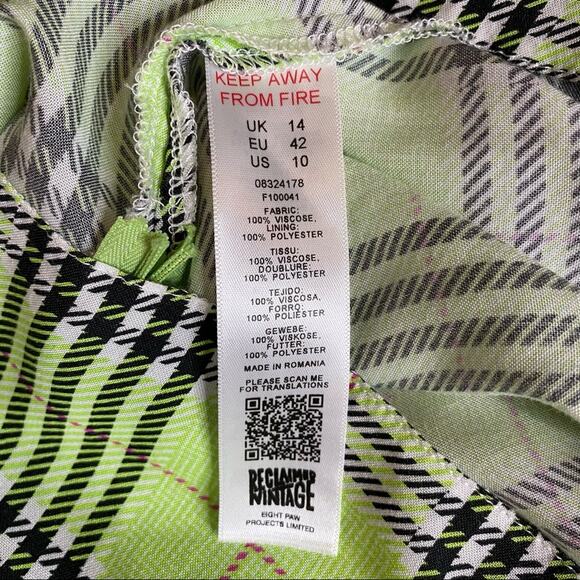 Reclaimed Vintage inspired cami mini dress in check print size 10 - Picture 8 of 10
